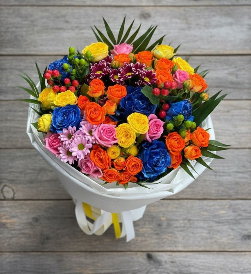 Букет цветов из: Розы и Хризантемы в Подосинки