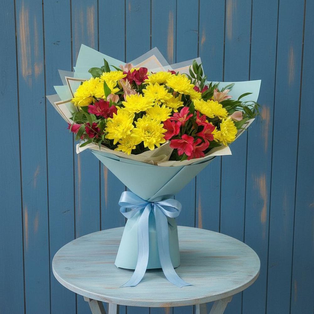 Букет цветов из: Альстромерии и Хризантемы в Подосинки