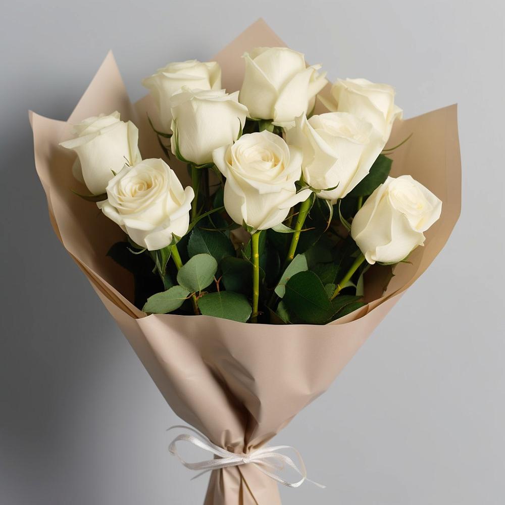 Букет 9 Белых роз Эдлесс Лав в Подосинки