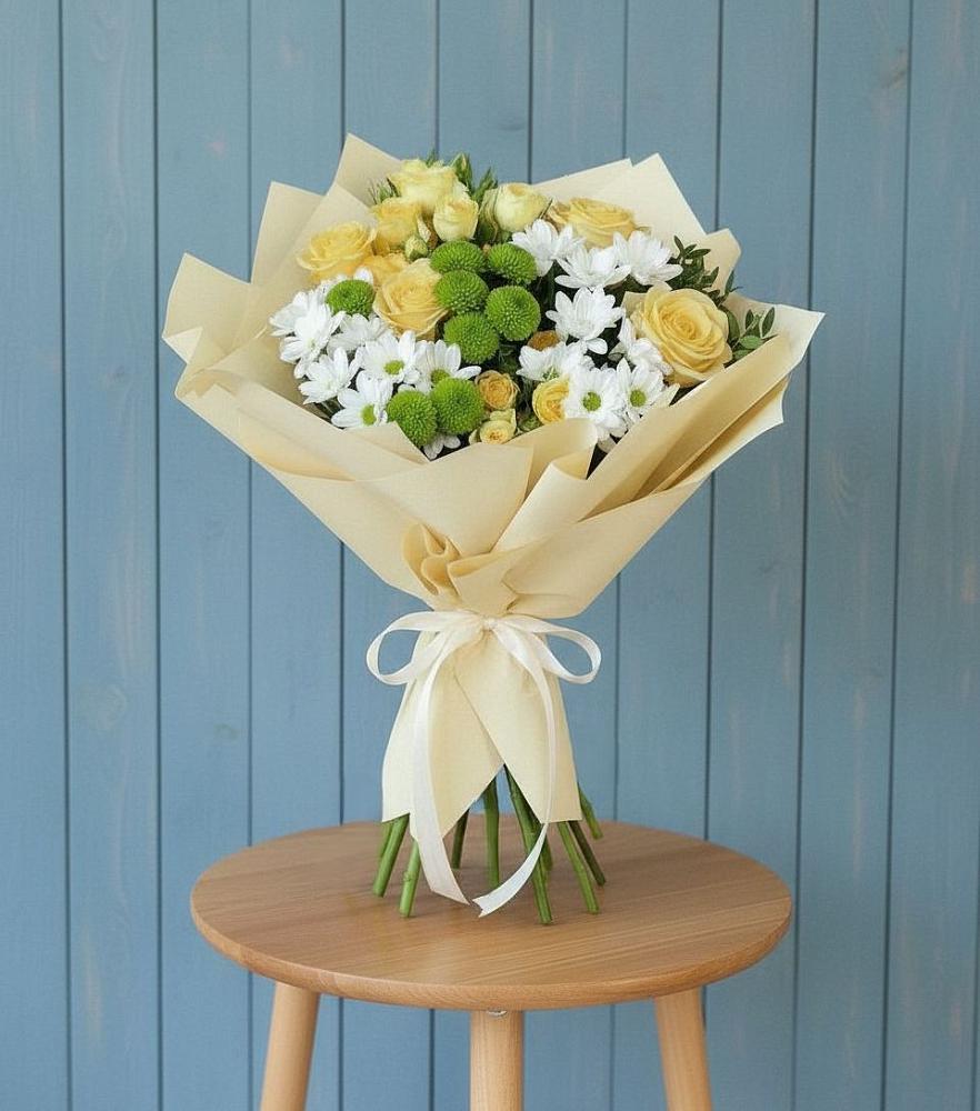 Букет цветов из: Хризантемы и Розы в Подосинки