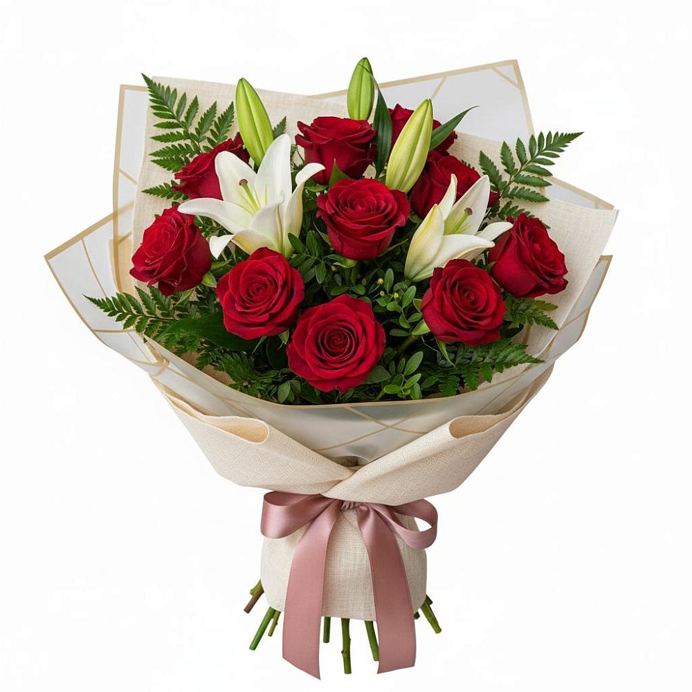 Букет цветов из: Лилии и Розы в Подосинки