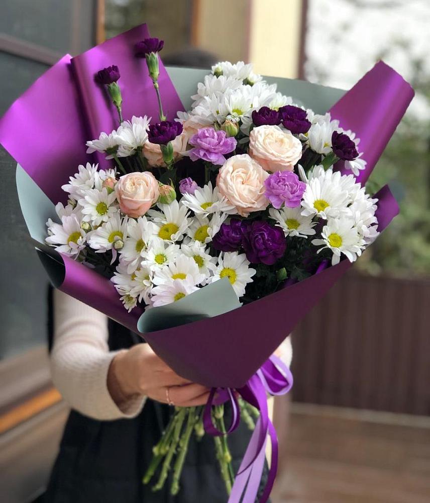 Букет цветов из: Хризантемы, Гвоздики и Розы в Подосинки