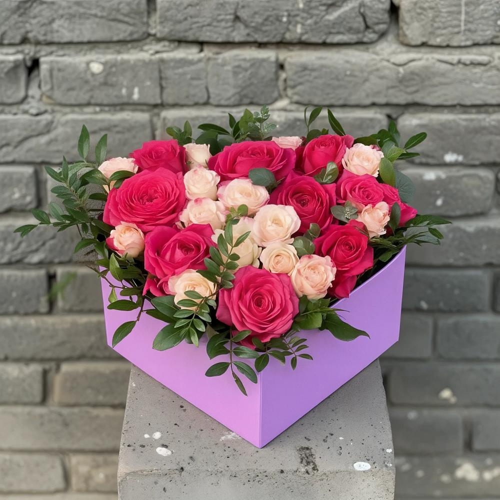 Цветочная композиция из Розы в коробке в Подосинки