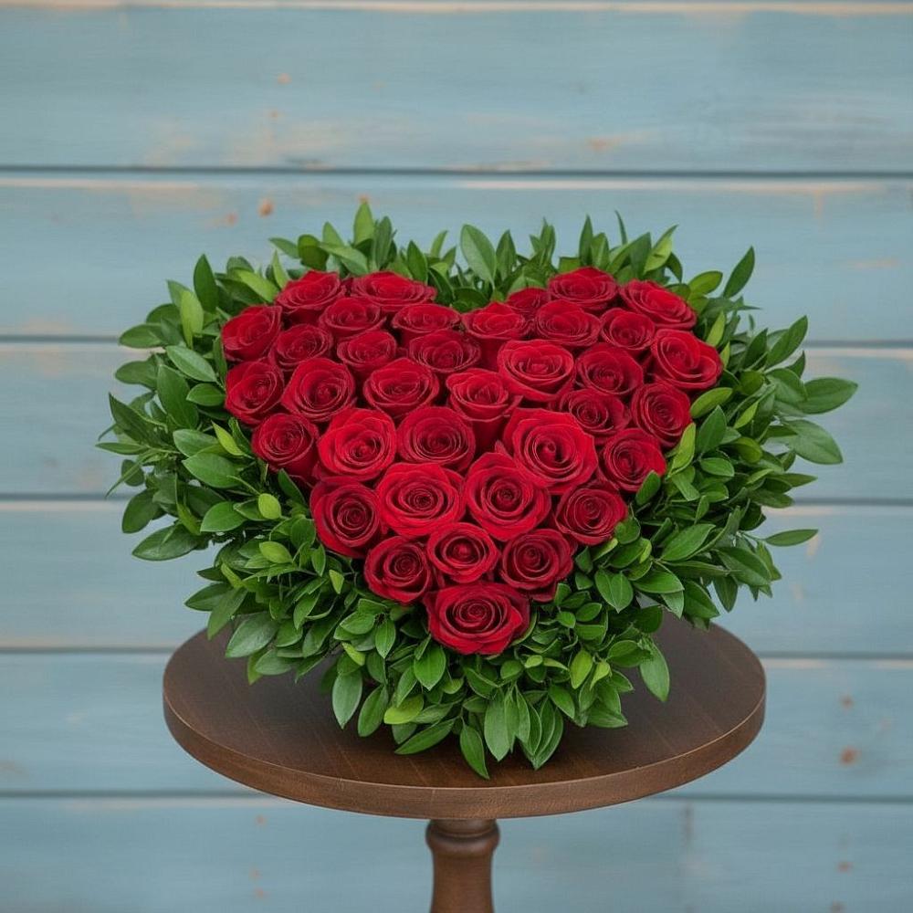 Цветочная композиция из Розы в виде сердца в Подосинки