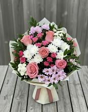 Букет цветов из:  Альстромерии, Гвоздики, Розы и Хризантемы в Подосинки