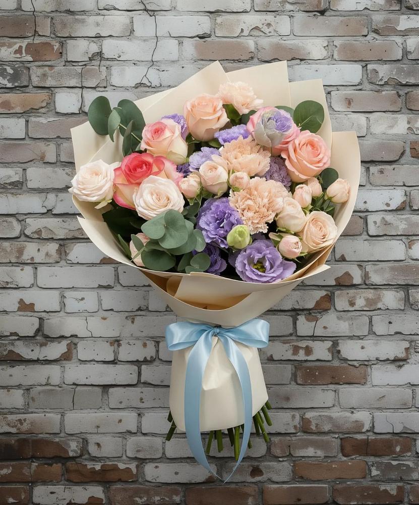 Букет цветов из: Розы, Лизиантусы и Гвоздики в Подосинки