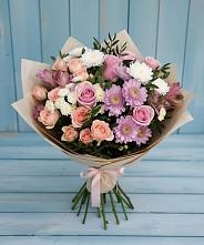 Букет цветов из:  Хризантемы, Розы и Альстромерии в Подосинки