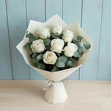 Букет Белые розы в Эвкалипте в Подосинки