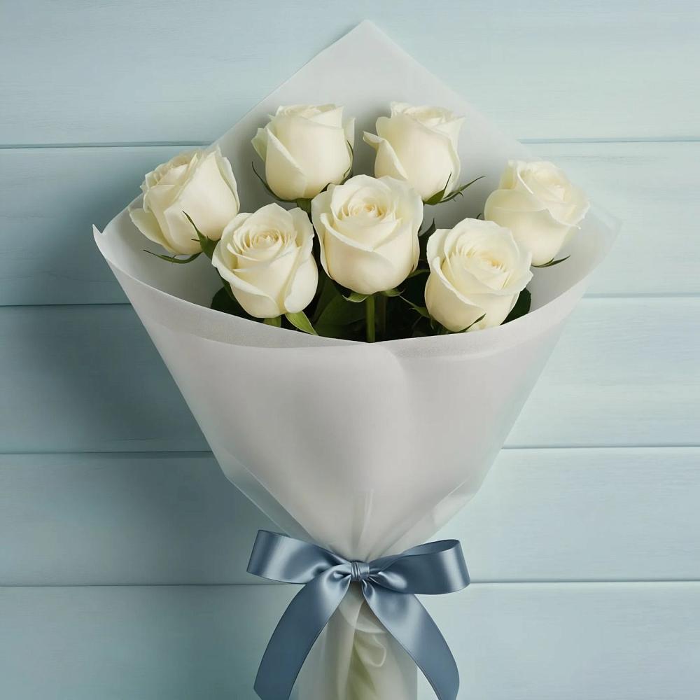 Букет 7 Белых роз Эдлесс Лав в Подосинки